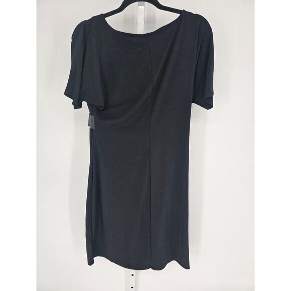 Jaclyn Smith Womens Sz M Short Sleeve Knee Length Dress Black Gathered Waist - Picture 4 of 4